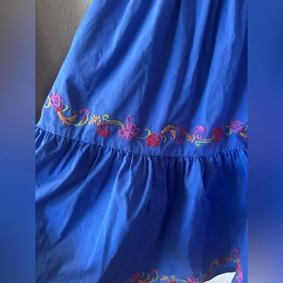 CAROLINE CONSTAS Katarina Blue Floral Embroidered Dress Sz M - Picture 3 of 9